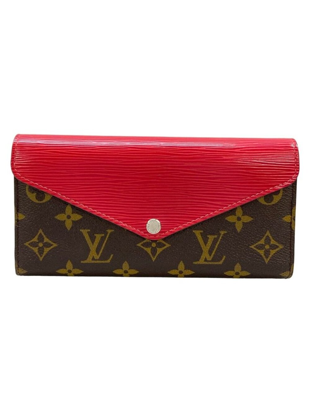 Louis Vuitton Wallet Portefeuille Marie Roulon Brown Red Leather